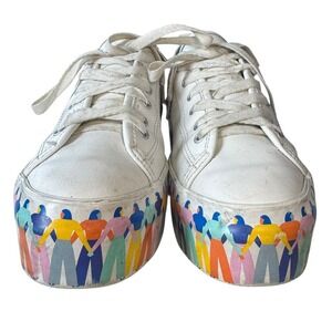 Keds‎ Triple Up Leather Rainbow People White Platform Sneakers Size 7